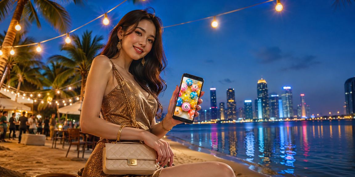 Người dùng thư giãn bên bãi biển Phú Quốc xem xổ số và giải trí trực tuyến qua điện thoại
